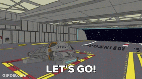 Space Ship Saying Let's Go GIF