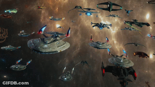 Space Ships Flying In Space GIF