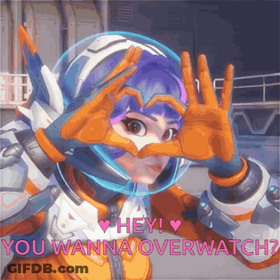 Space Suit Girl Heart Hands Hey You Wanna Overwatch GIF