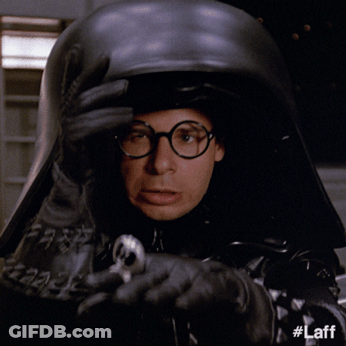 Spaceballs Dark Helmet Close Mask Scared GIF
