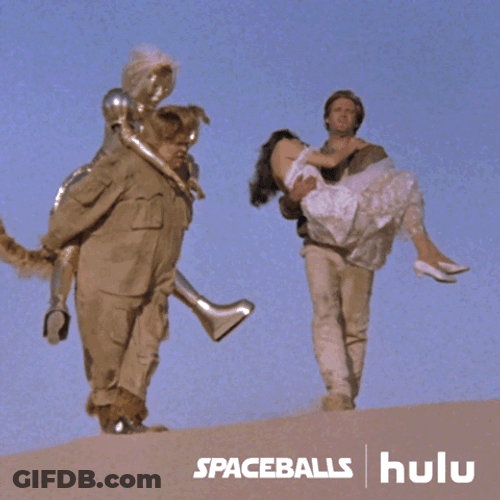 Spaceballs Lone Starr Carrying Princess Vespa Desert GIF