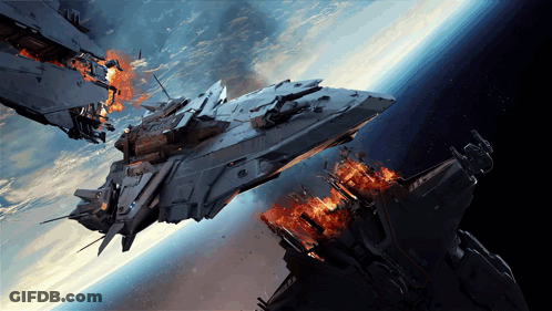Spaceship Destroying Another Spaceship GIF