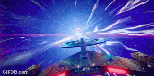 Spaceship Flying Through Wormhole GIF