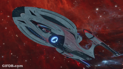 Spaceship Flying With Beam Of Light GIF