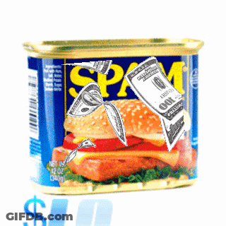 Spam Can With Hamburger And Money Coming Out GIF
