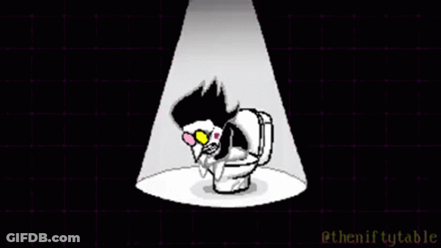 Spamton Sitting In Toilet Seat Meme GIF