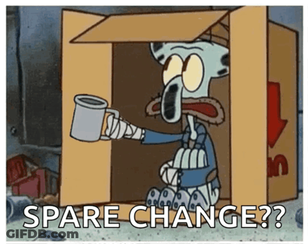 Spare Change Squidward GIF