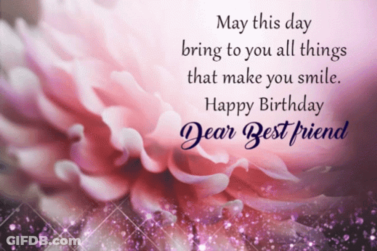 Sparkle Pink Flower Happy Birthday Bestie GIF