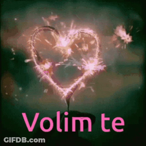 Sparkler Heart With Volim Te GIF