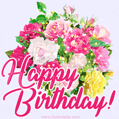 Sparkling Birthday Flowers Greetings GIF