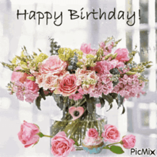 Sparkling Birthday Flowers Vase GIF