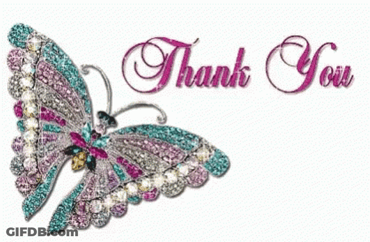 Sparkling Butterfly Animated Thank You GIF