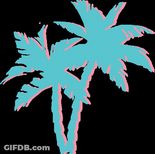 Sparkling Cartoon Neon Palm Tree GIF