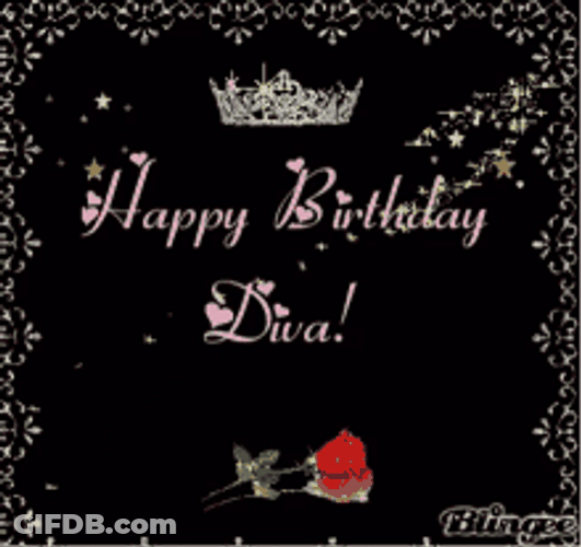 Sparkling Crown Happy Birthday Diva Wishes GIF