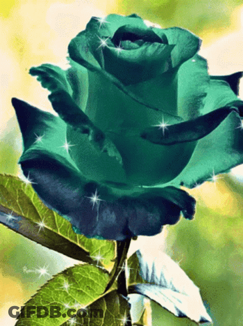 Sparkling Green Rose GIF