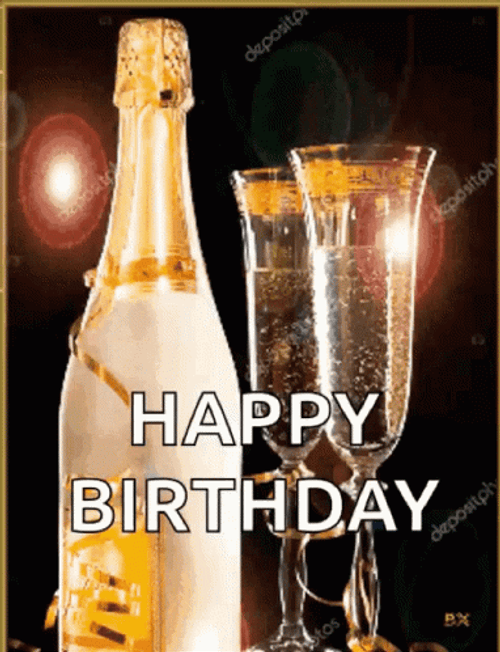 Sparkling Happy Birthday Wine GIF