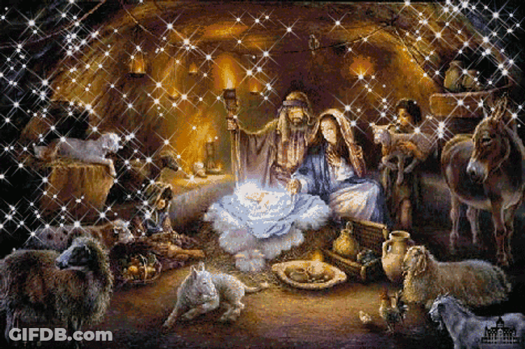 Sparkling Holy Night Religious Christmas GIF