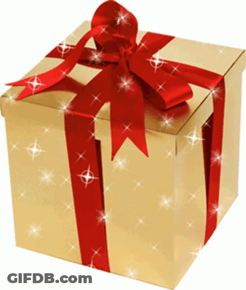 Sparkling Present Box With Red Ribbon GIF