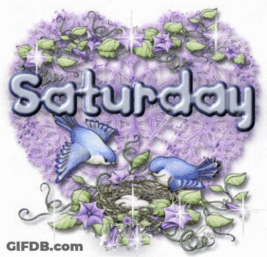 Sparkling Purple Heart Saturday Blessings GIF