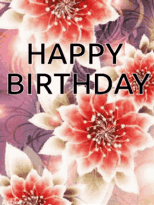 Sparkling Red Birthday Flowers GIF