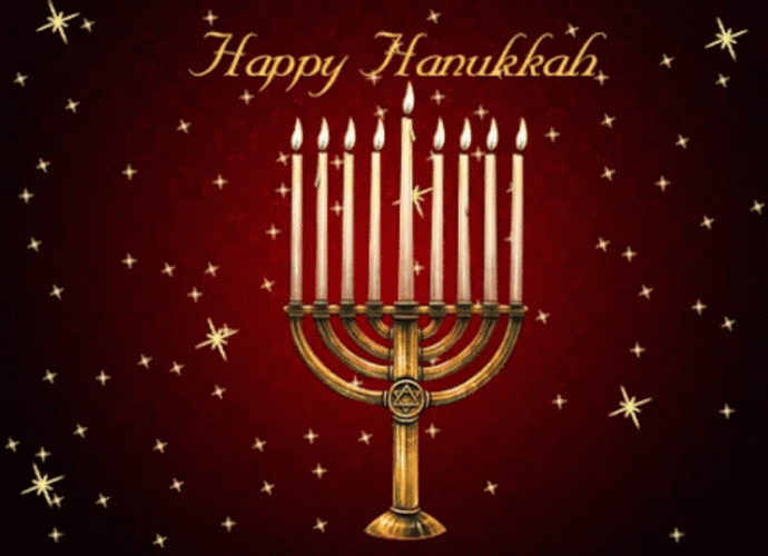 Sparkling Red Happy Hanukkah GIF