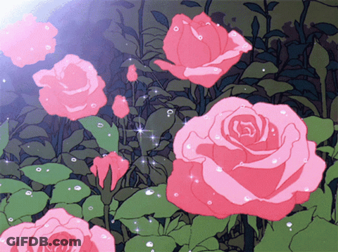 Sparkling Roses Anime Flower GIF
