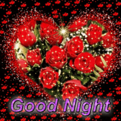 Sparkling Roses In A Heart Good Night GIF