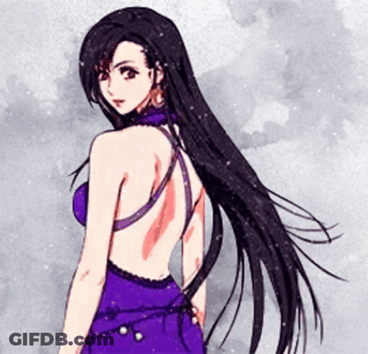 Sparkling Tifa Fierce Look GIF