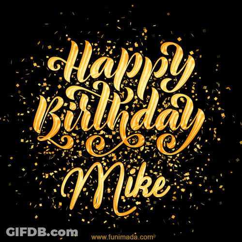 Sparkly Golden Happy Birthday Mike Greeting Text GIF