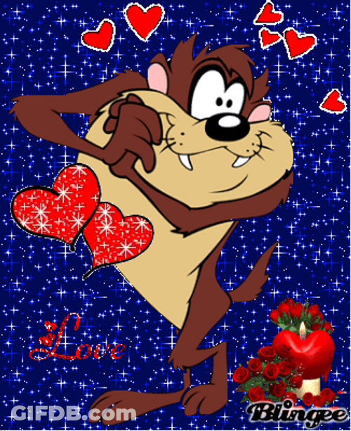 Sparkly Hearts Tasmanian Devil GIF