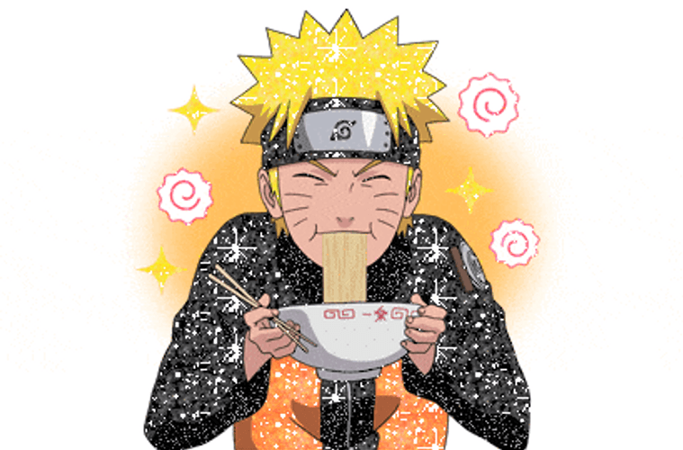 Sparkly Naruto Eating Ramen Animation GIF
