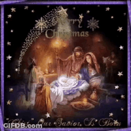 Sparkly Nativity Of Jesus Christmas Card GIF