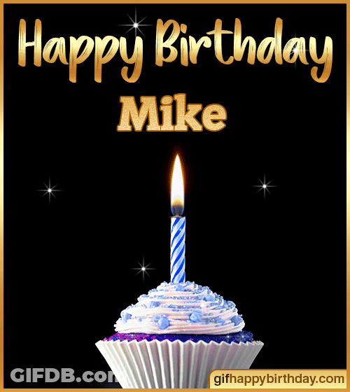 Sparkly Purple Cupcake Happy Birthday Mike Greeting GIF