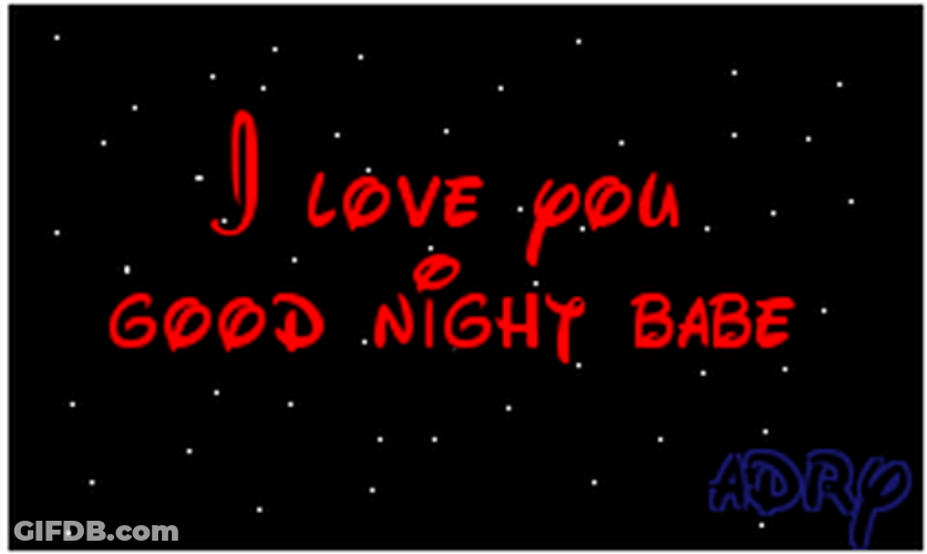 Sparkly Red Text Good Night Babe GIF