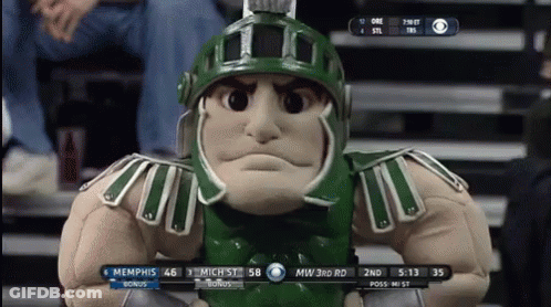 Spartan Mascot Watching Memphis Vs Michigan State Football GIF