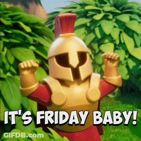Spartan Saying It's Friday Baby GIF