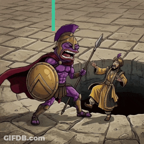 Spartan Warrior Holding Spear And Shield GIF