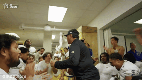 Spartans Celebrating In A Room GIF
