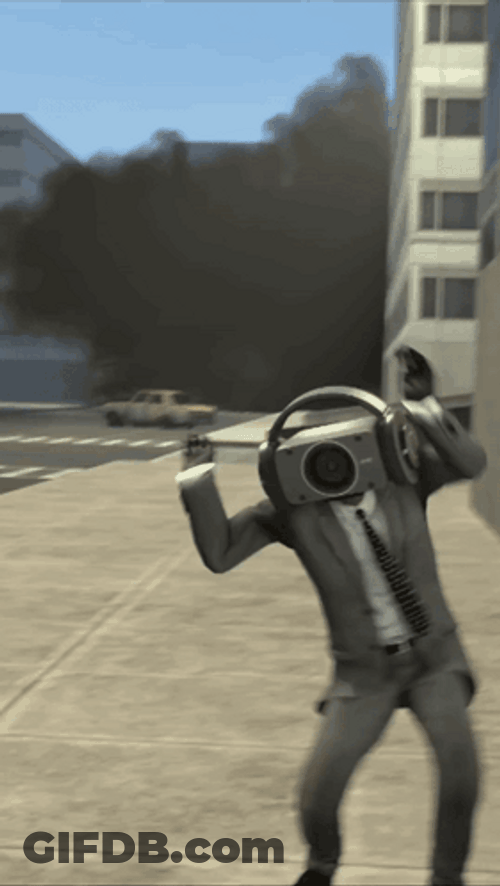 Speakerman Explode While Dancing GIF