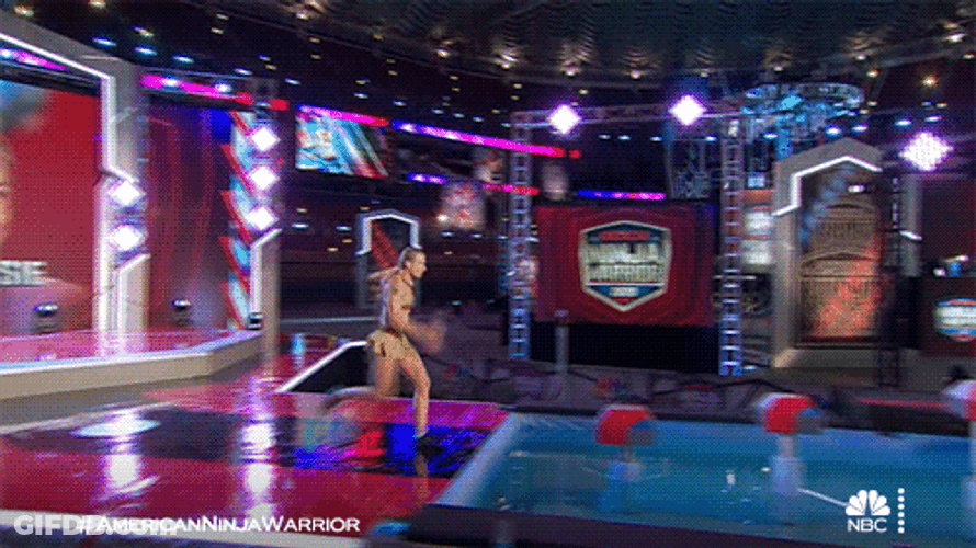 Sped Running American Ninja Warrior Obstacle Course GIF