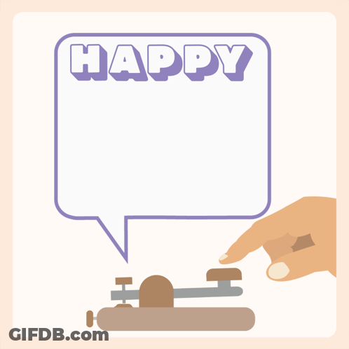 Speech Bubble Saying Happy Morse Code Day Hand Pressing Button GIF