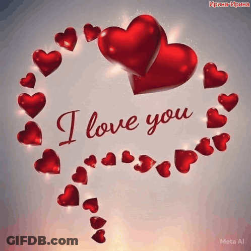 Speech Bubble With Hearts Saying I Love You GIF
