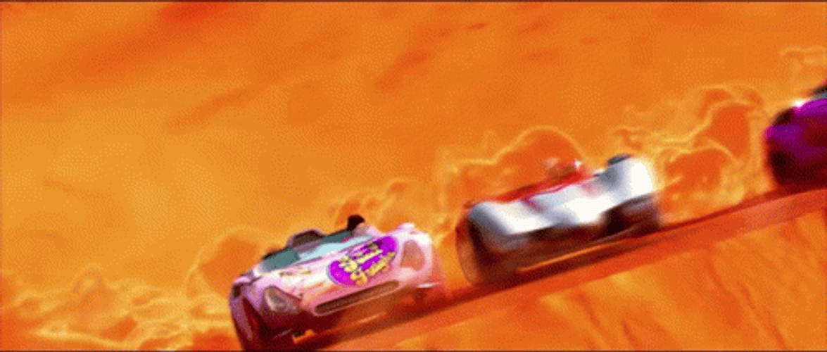 Speed Racer Cars Clashing Mid Air GIF