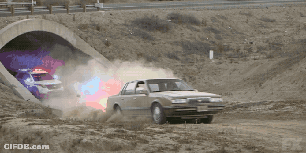 Speeding Car Police Chase Wreck Mayans M.C. GIF