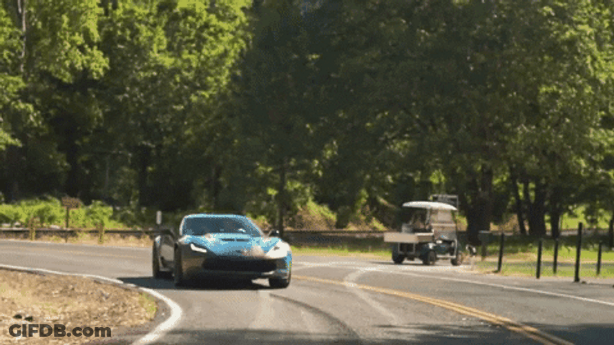 Speeding Sports Car Drift Chevy Corvette GIF