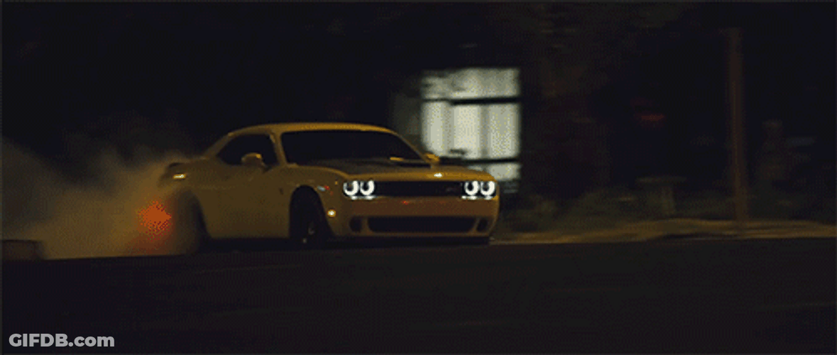 Speeding Yellow Car Drift Turn Night Road GIF