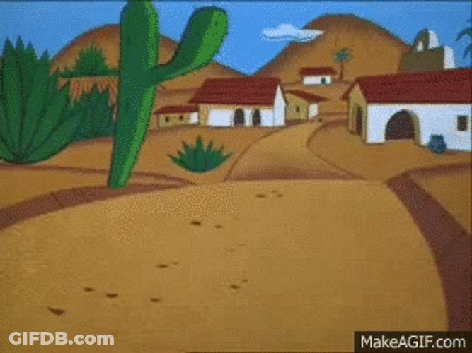 Speedy Gonzales Running Across Village GIF