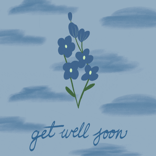 Speedy Recovery Get Well Soon Blue Flowers GIF