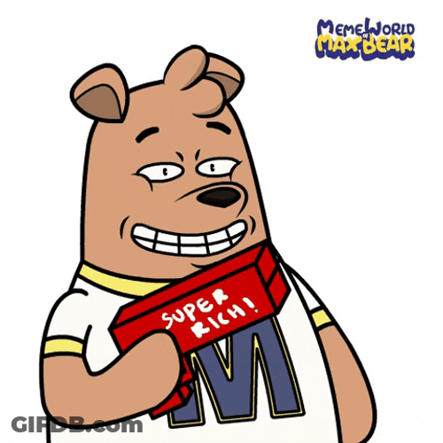 Spend Money Max Bear Holding Cash Cannon GIF