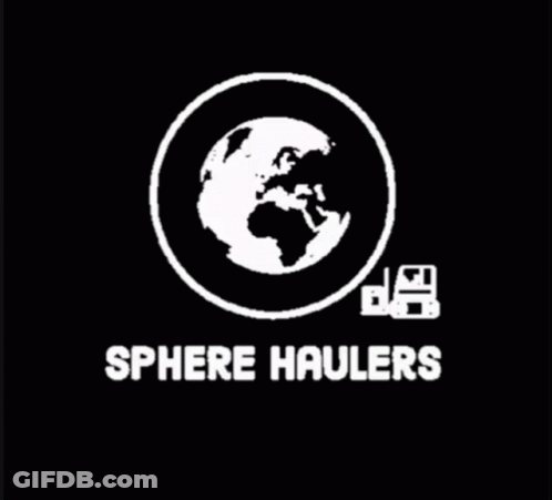 Sphere Haulers Logo Globe And Forklift On Pink GIF